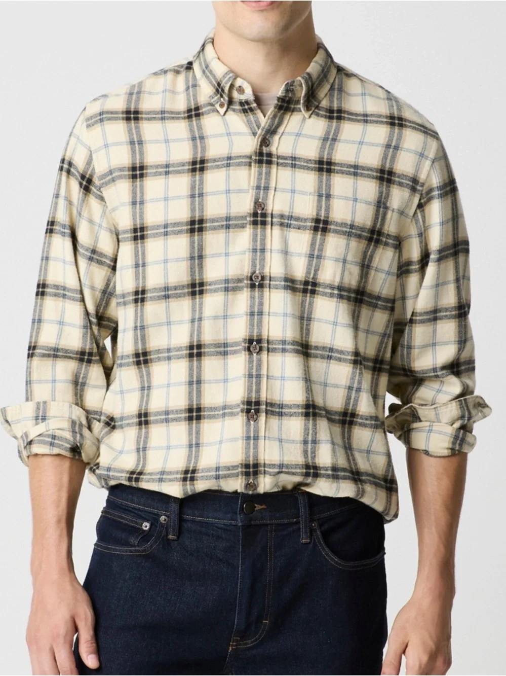 J.Crew Brushed Twill Plaid Button Down Shirt Men’s Large Cotton Flannel